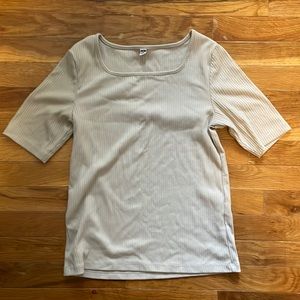Uniqlo ribbed tee, Size S, Beige